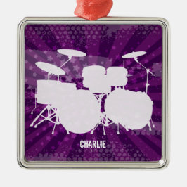 Grunge Drums Lila Burst Silbernes Ornament