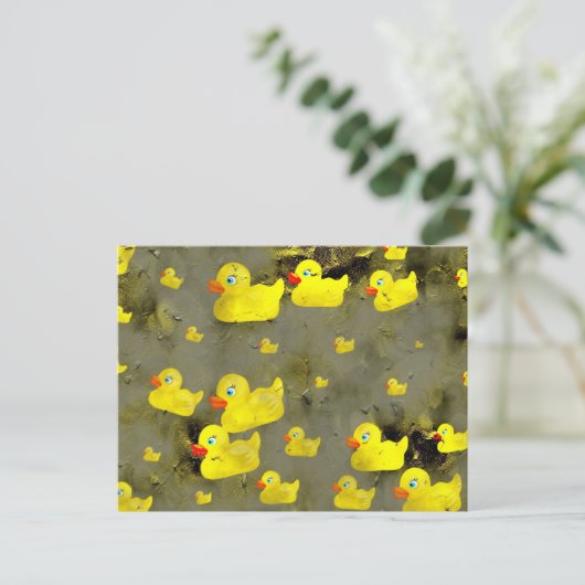 Grunge Ducks Postkarte (Stehend Vorderseite)
