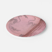 Grunge Dusty Pink Katzen Fledermäuse & Streifen Ha Pappteller (Schrägansicht)