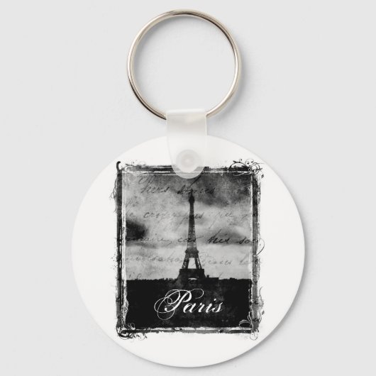 Grunge Edge Textured Paris Schlüsselanhänger (Vorderseite)
