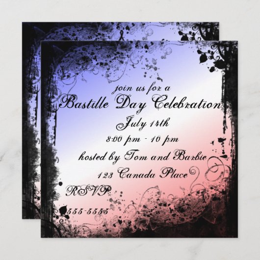 Grunge Eiffel Tower Einladung (Vorne/Hinten)