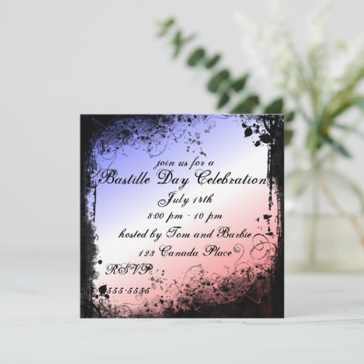 Grunge Eiffel Tower Einladung (Stehend Vorderseite)