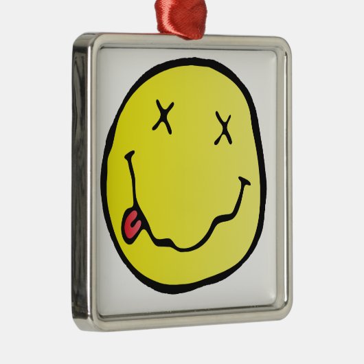 Grunge Emoji Silbernes Ornament (Rechts)