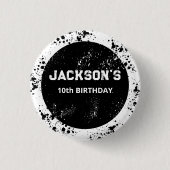 Grunge-Farbspritzer-Schwarzweiß-Geburtstag Button (Vorderseite)