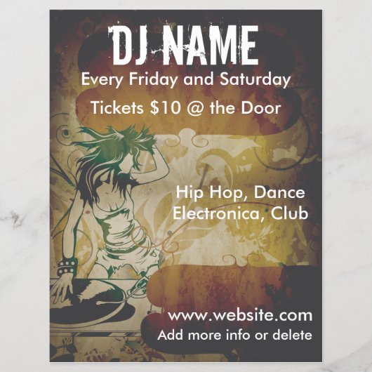 Grunge Female DJ Flyer (Vorne)