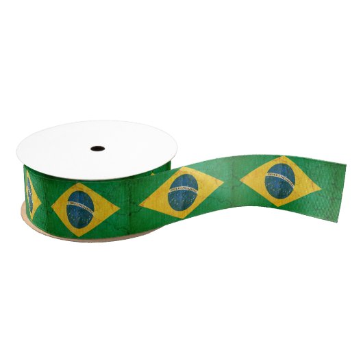 Grunge Flag Brasilien Custom Ribbon Ripsband (Spule)
