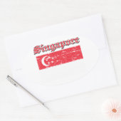 Grunge Flag von Singapur Ovaler Aufkleber (Umschlag)