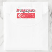 Grunge Flag von Singapur Ovaler Aufkleber (Tasche)