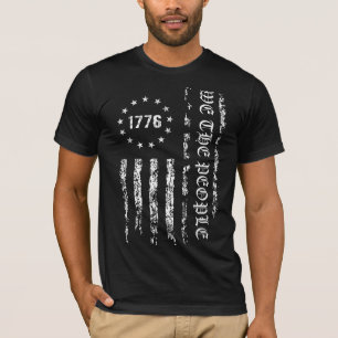 Grunge Flag Wir sind das Volk 1776 Schwarz und Wei T-Shirt