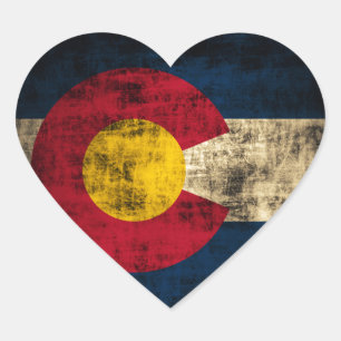 Grunge-Flagge Colorado Herz-Aufkleber