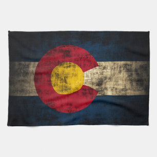 Grunge-Flagge Colorado Küchentuch