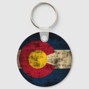 Grunge-Flagge Colorado Schlüsselanhänger