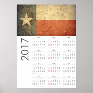 Grunge-Flagge von Texas Kalender 2017 Poster