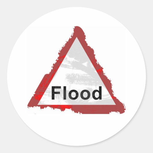 Grunge Flood Sign Runder Aufkleber (Vorderseite)