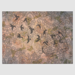 Grunge Floral Birdcage Vintage Spitzen Tissue Pape Seidenpapier