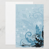 Grunge Floral Design - Light Blue Briefpapier (Vorne/Hinten)