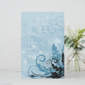 Grunge Floral Design - Light Blue Briefpapier (Stehend Vorderseite)