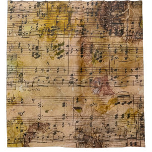 Grunge Floral Music Vintag Botanisch Duschvorhang