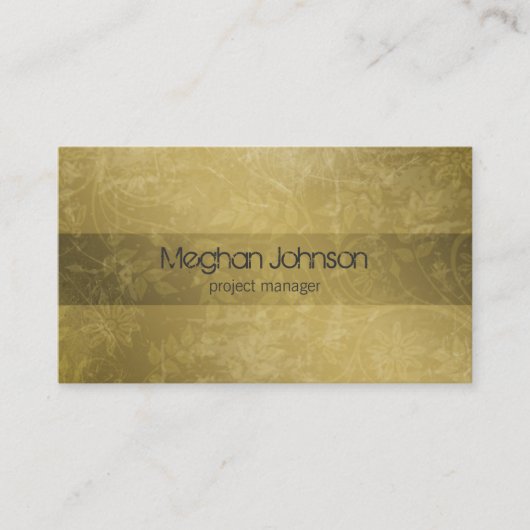 Grunge Floral Sepia Trendy Business Card Visitenkarte (Vorderseite)