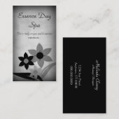 Grunge Florals Business Card, grau Visitenkarte (Vorne/Hinten)