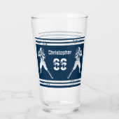 Grunge Football Quarterback Blau und Weiß Glas (Rückseite)