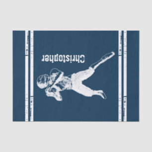 Grunge Football Quarterback Blau und Weiß Seidenpapier