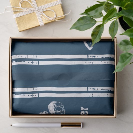 Grunge Football Quarterback Blau und Weiß Seidenpapier (Geschenk)