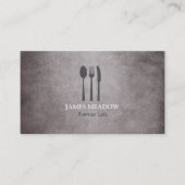 Grunge Fork Knife Spoon Restaurant Café Catering B Visitenkarte (Vorderseite)