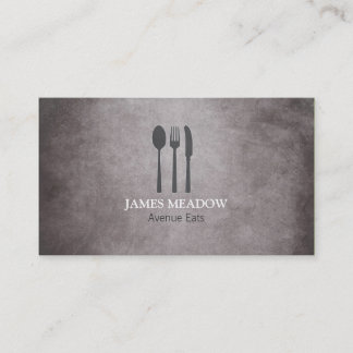 Grunge Fork Knife Spoon Restaurant Café Catering Visitenkarte