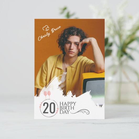 Grunge | Foto einer beliebigen Alterskarte Dankeskarte (Stehend Vorderseite)