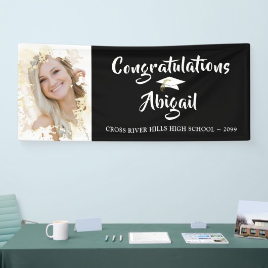 Grunge Foto Frame Pinsel Script Abschluss Banner (Messe)