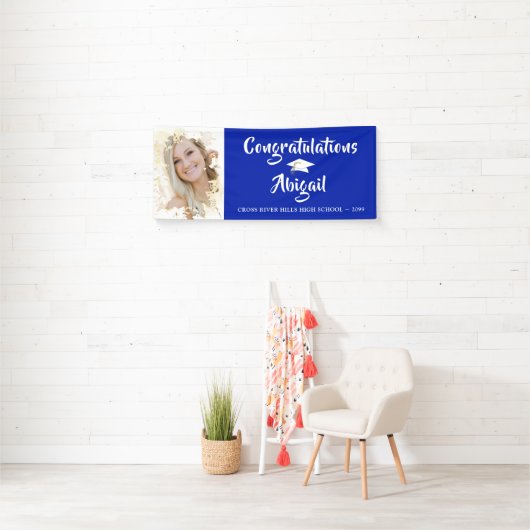 Grunge Foto Frame Pinsel Script Blue Abschluss Banner (Insitu)