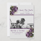 Grunge Foto Lila florale Flora Save the Date Karte (Vorderseite)