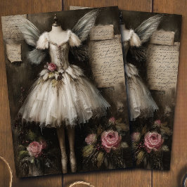 Grunge französisches Vintage-Feenzauber-Ballerina- Seidenpapier