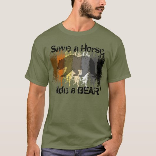 Grunge Gay Bear Pride Retten Sie ein Pferd auf dem T-Shirt (Vorderseite)