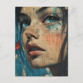 Grunge-Gemälde einer Frauenfigur Postkarte (Vorderseite)