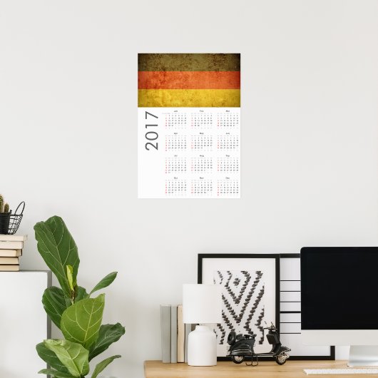 Grunge Germany Flag Calendar 2017 Poster (Heimbüro)