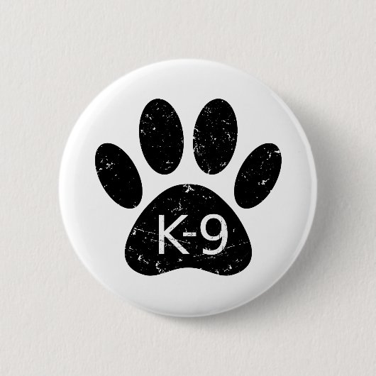 Grunge gestörter Hund Paw K-9 Button (Vorderseite)