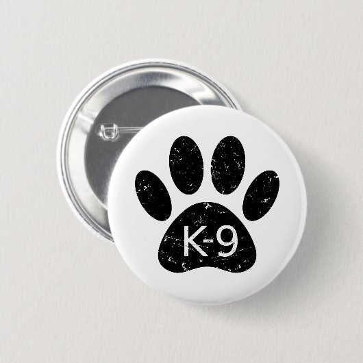 Grunge gestörter Hund Paw K-9 Button (Vorne & Hinten)