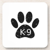 Grunge gestörter Hund Paw K-9 Getränkeuntersetzer (Vorderseite)
