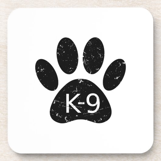 Grunge gestörter Hund Paw K-9 Getränkeuntersetzer (Vorderseite)