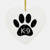 Grunge gestörter Hund Paw K-9 Keramik Ornament (Vorne)