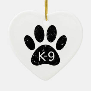 Grunge gestörter Hund Paw K-9 Keramik Ornament