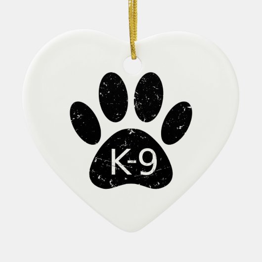 Grunge gestörter Hund Paw K-9 Keramik Ornament (Vorne)