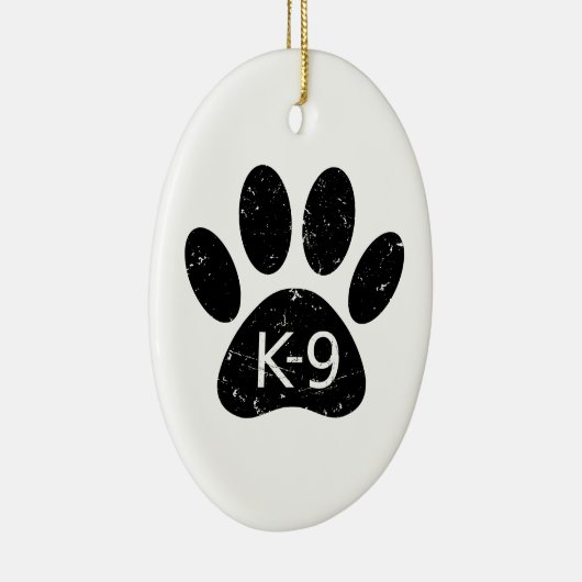 Grunge gestörter Hund Paw K-9 Keramik Ornament (Rechts)
