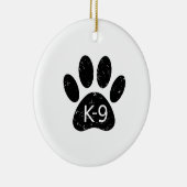 Grunge gestörter Hund Paw K-9 Keramikornament (Rechts)