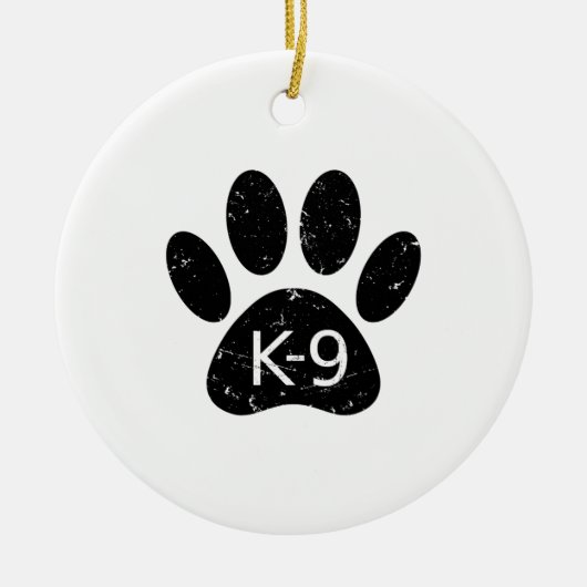 Grunge gestörter Hund Paw K-9 Keramikornament (Vorne)