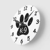 Grunge gestörter Hund Paw K-9 Runde Wanduhr (Winkel)