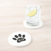 Grunge gestörter Hund Paw K-9 Sandstein Untersetzer (Seite)