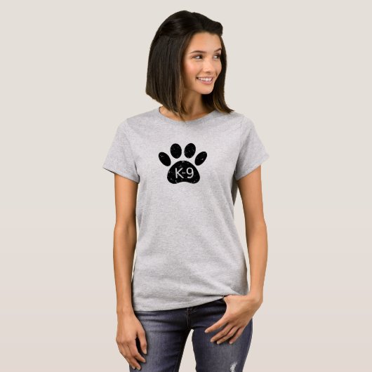 Grunge gestörter Hund Paw K-9 T-Shirt (Vorne ganz)